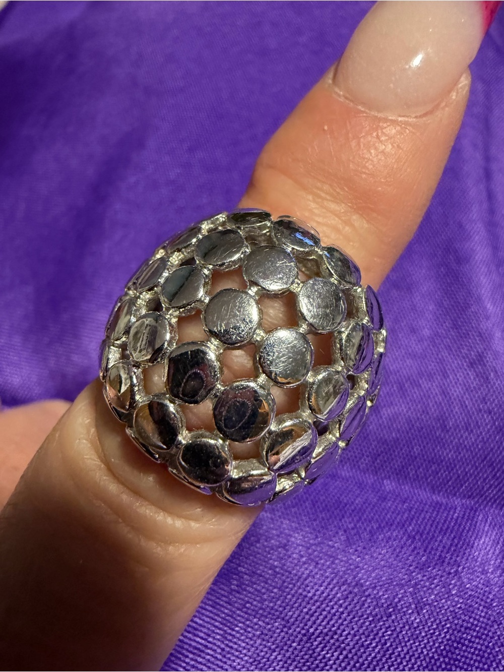Park Lane Silver Disc Dome Statement Ring Size 8 New